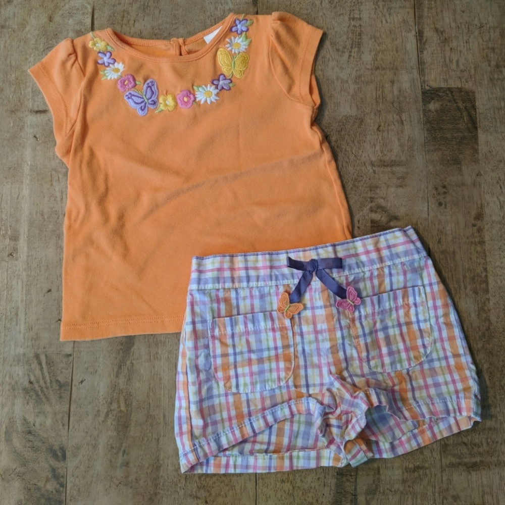 Gymboree top with coordinating plaid shorts